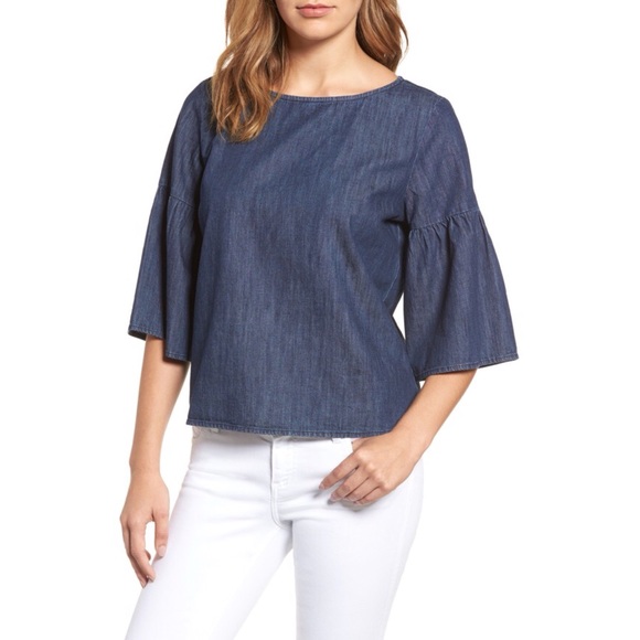 bell sleeve denim top